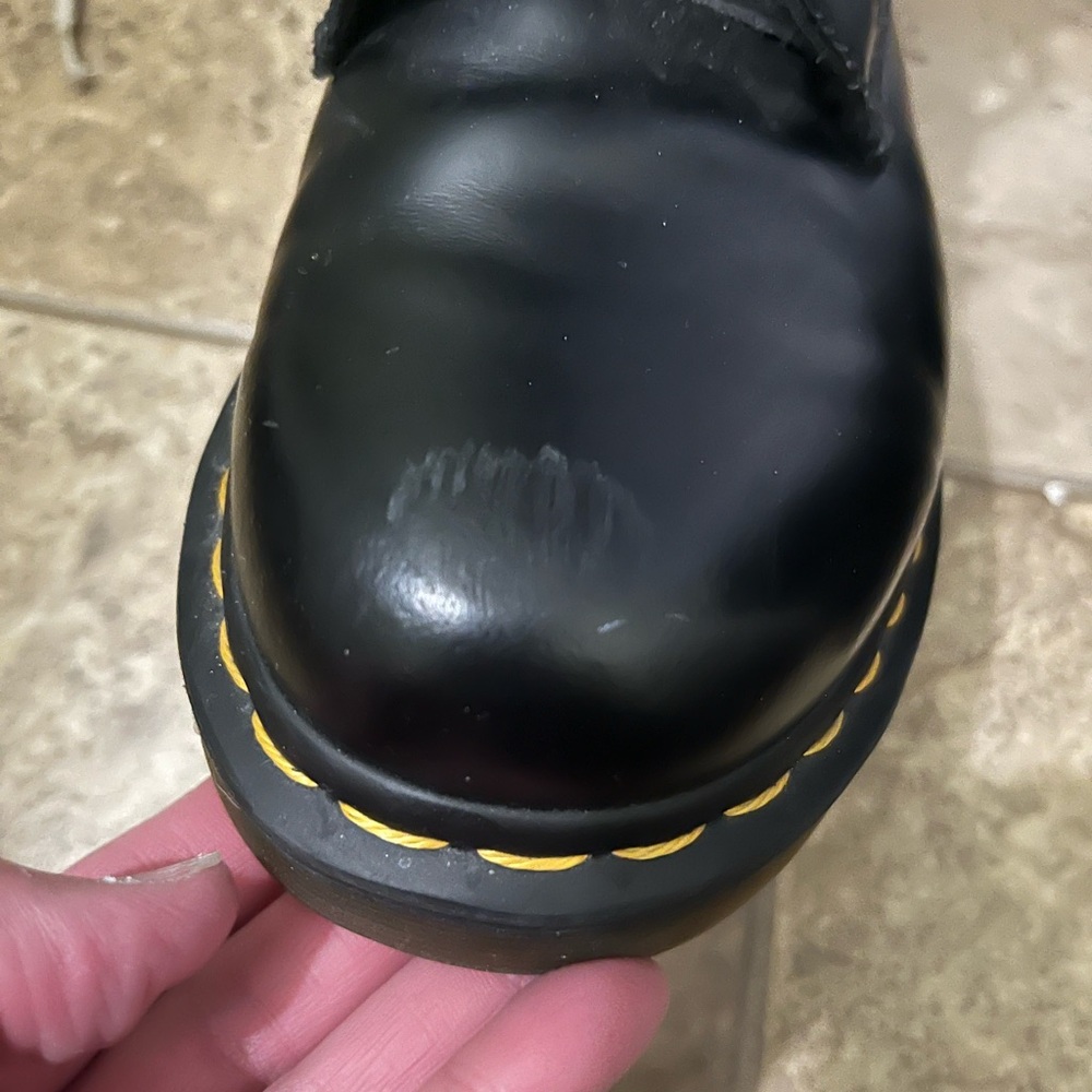 Dr. Doc Martens 1460 W Leather Boots Black Smooth Solid Lace-Ups Size 9 - Picture 6 of 9